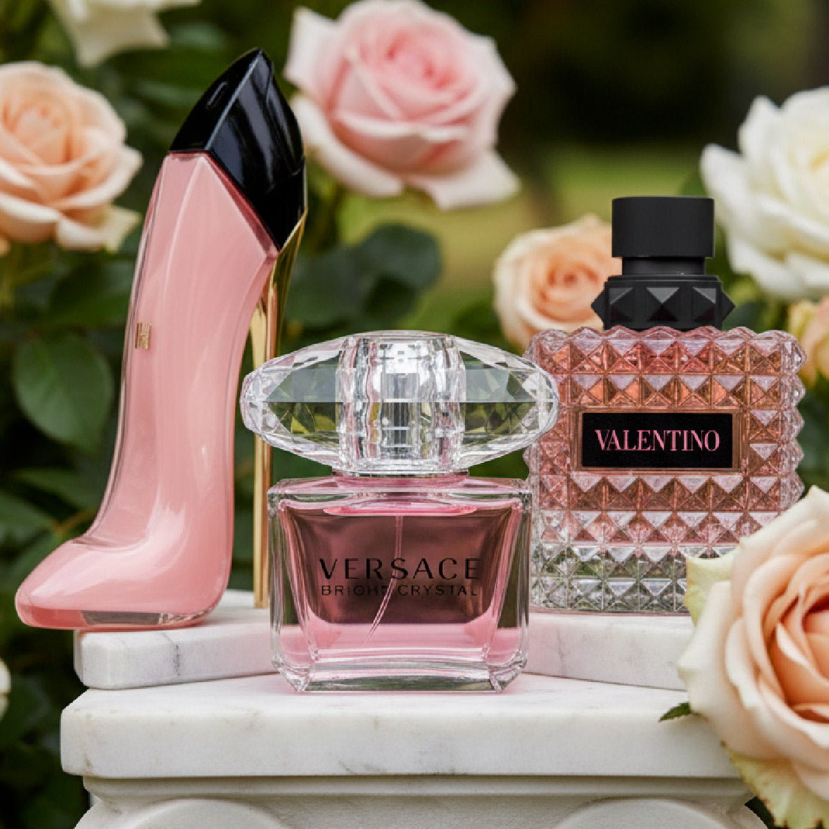 Versace Crystal, GG Blush, Valentino Donna TTK